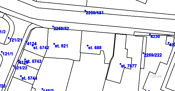 Parcela st. 688 v KÚ Havlíčkův Brod, Katastrální mapa