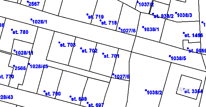 Parcela st. 701 v KÚ Havlíčkův Brod, Katastrální mapa