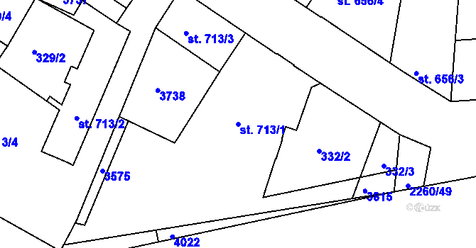 Parcela st. 713/1 v KÚ Havlíčkův Brod, Katastrální mapa
