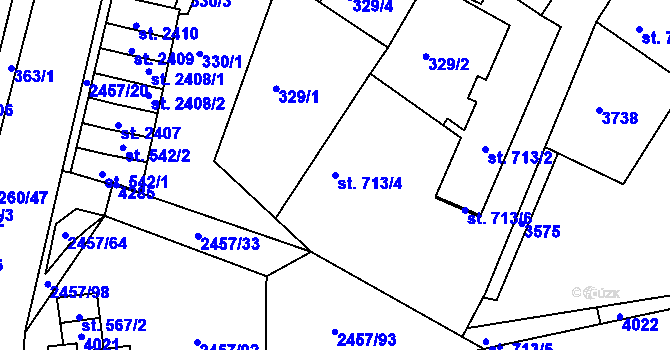 Parcela st. 713/4 v KÚ Havlíčkův Brod, Katastrální mapa