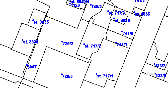 Parcela st. 717/2 v KÚ Havlíčkův Brod, Katastrální mapa