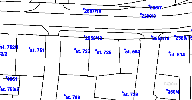 Parcela st. 726 v KÚ Havlíčkův Brod, Katastrální mapa
