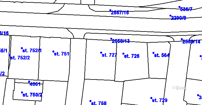 Parcela st. 727 v KÚ Havlíčkův Brod, Katastrální mapa