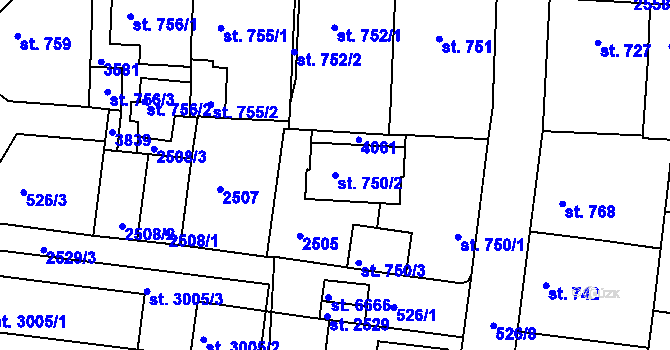 Parcela st. 750/2 v KÚ Havlíčkův Brod, Katastrální mapa
