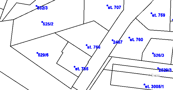 Parcela st. 766 v KÚ Havlíčkův Brod, Katastrální mapa