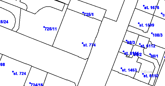 Parcela st. 774 v KÚ Havlíčkův Brod, Katastrální mapa