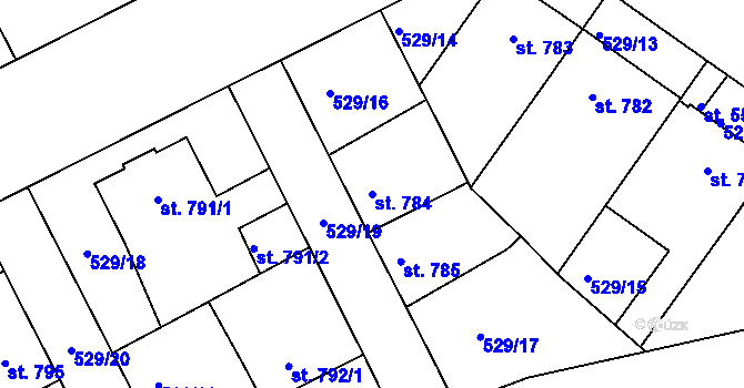 Parcela st. 784 v KÚ Havlíčkův Brod, Katastrální mapa