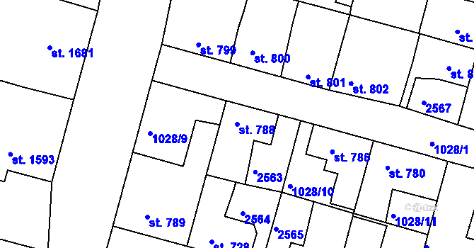 Parcela st. 788 v KÚ Havlíčkův Brod, Katastrální mapa