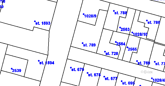 Parcela st. 789 v KÚ Havlíčkův Brod, Katastrální mapa