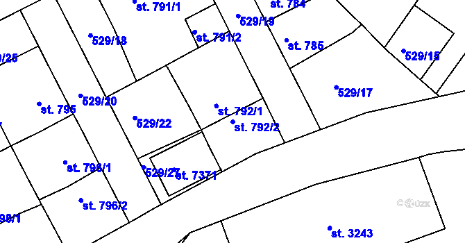 Parcela st. 792/2 v KÚ Havlíčkův Brod, Katastrální mapa