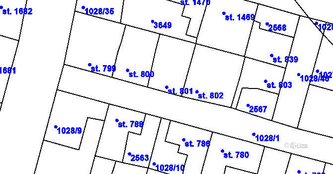 Parcela st. 801 v KÚ Havlíčkův Brod, Katastrální mapa