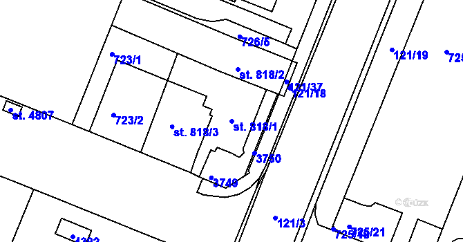 Parcela st. 818/1 v KÚ Havlíčkův Brod, Katastrální mapa