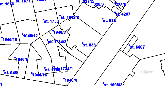 Parcela st. 833 v KÚ Havlíčkův Brod, Katastrální mapa