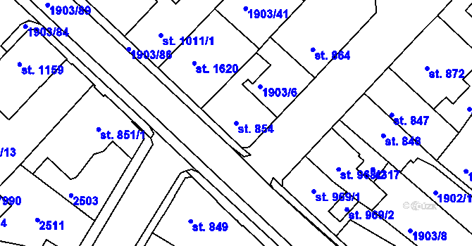 Parcela st. 854 v KÚ Havlíčkův Brod, Katastrální mapa