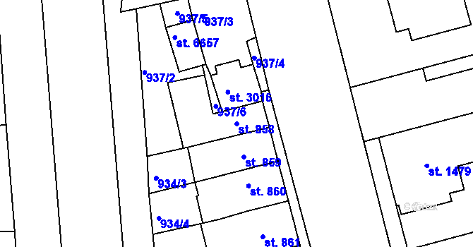 Parcela st. 858 v KÚ Havlíčkův Brod, Katastrální mapa