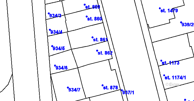 Parcela st. 862 v KÚ Havlíčkův Brod, Katastrální mapa