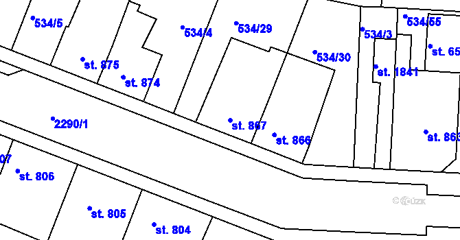 Parcela st. 867 v KÚ Havlíčkův Brod, Katastrální mapa