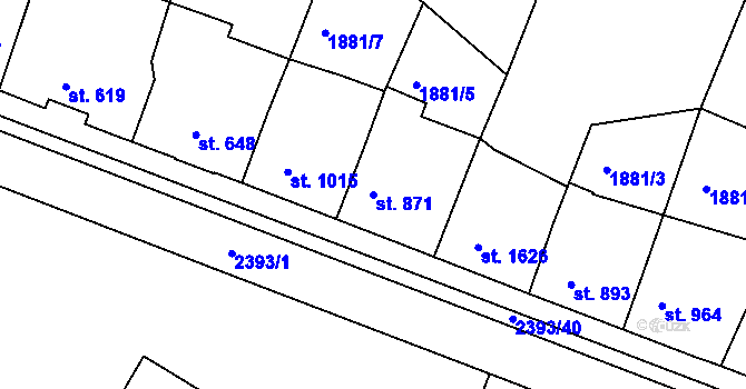 Parcela st. 871 v KÚ Havlíčkův Brod, Katastrální mapa