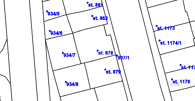 Parcela st. 878 v KÚ Havlíčkův Brod, Katastrální mapa