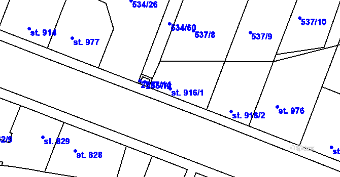 Parcela st. 916/1 v KÚ Havlíčkův Brod, Katastrální mapa