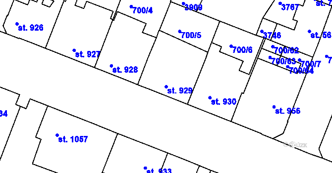 Parcela st. 929 v KÚ Havlíčkův Brod, Katastrální mapa