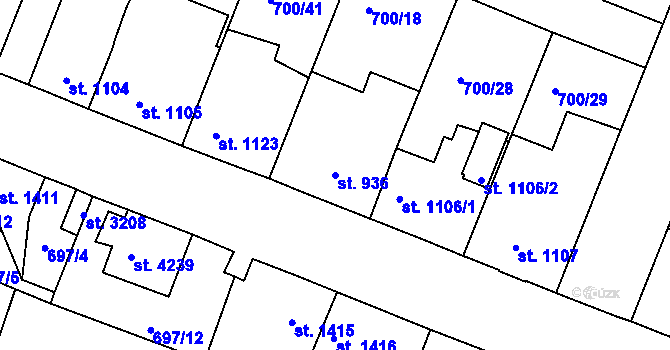 Parcela st. 936 v KÚ Havlíčkův Brod, Katastrální mapa