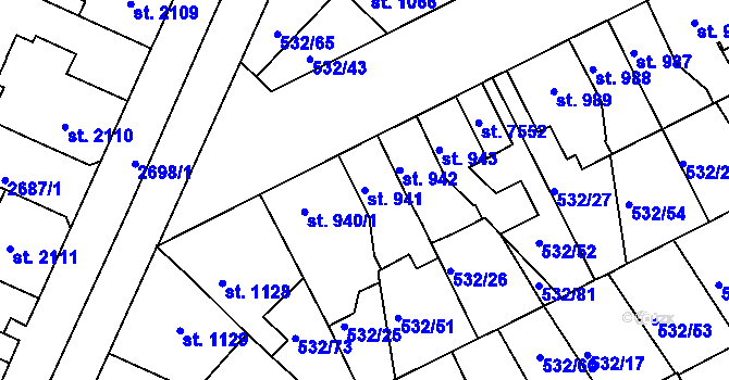 Parcela st. 941 v KÚ Havlíčkův Brod, Katastrální mapa