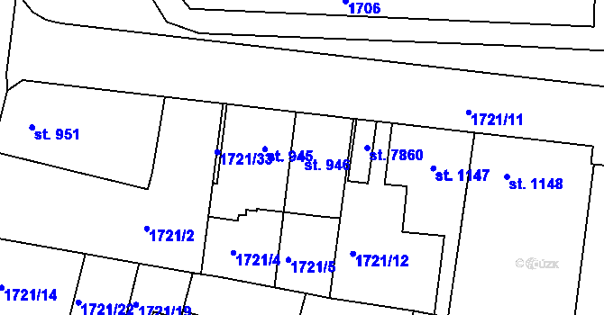 Parcela st. 946 v KÚ Havlíčkův Brod, Katastrální mapa