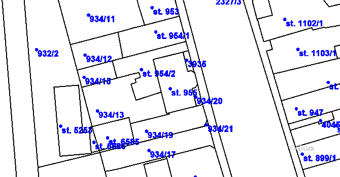 Parcela st. 955 v KÚ Havlíčkův Brod, Katastrální mapa