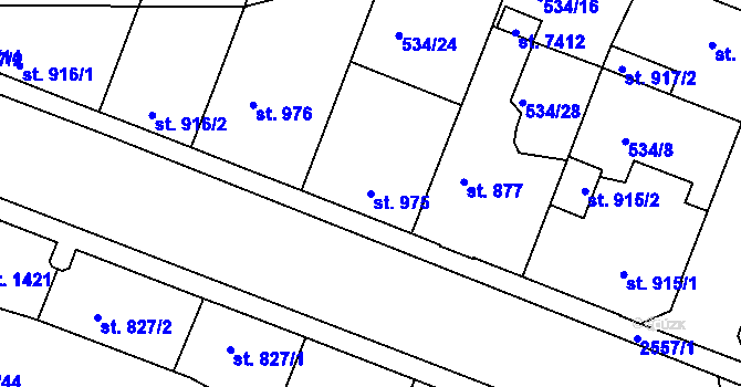 Parcela st. 975 v KÚ Havlíčkův Brod, Katastrální mapa