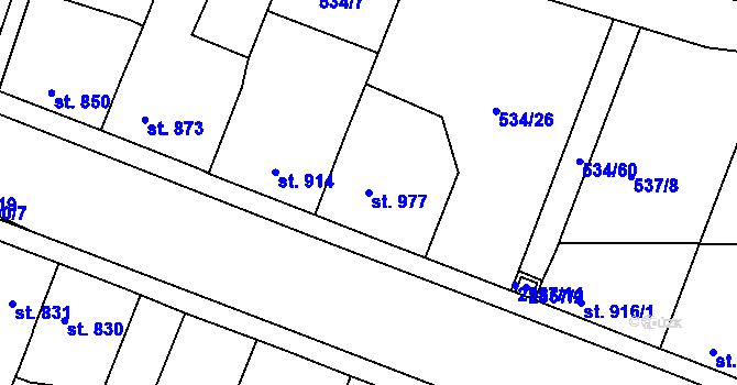 Parcela st. 977 v KÚ Havlíčkův Brod, Katastrální mapa