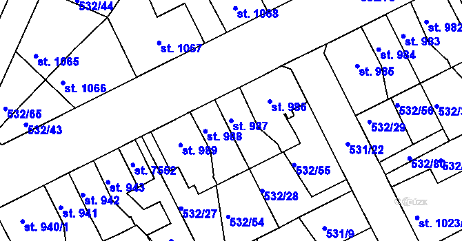 Parcela st. 987 v KÚ Havlíčkův Brod, Katastrální mapa