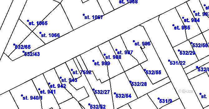 Parcela st. 988 v KÚ Havlíčkův Brod, Katastrální mapa