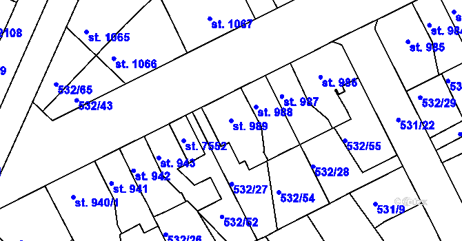 Parcela st. 989 v KÚ Havlíčkův Brod, Katastrální mapa