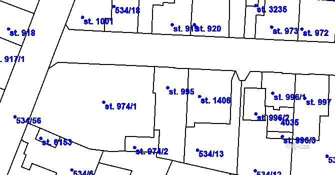 Parcela st. 995 v KÚ Havlíčkův Brod, Katastrální mapa
