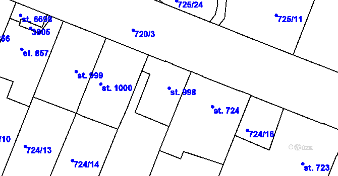 Parcela st. 998 v KÚ Havlíčkův Brod, Katastrální mapa