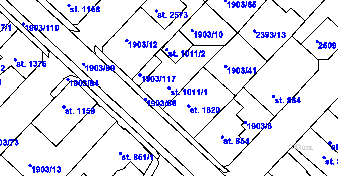 Parcela st. 1011/1 v KÚ Havlíčkův Brod, Katastrální mapa