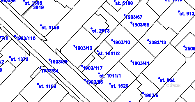 Parcela st. 1011/2 v KÚ Havlíčkův Brod, Katastrální mapa