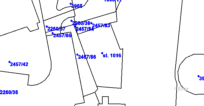Parcela st. 1016 v KÚ Havlíčkův Brod, Katastrální mapa