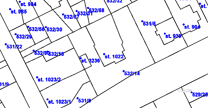 Parcela st. 1022 v KÚ Havlíčkův Brod, Katastrální mapa