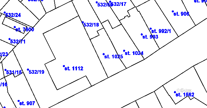 Parcela st. 1025 v KÚ Havlíčkův Brod, Katastrální mapa