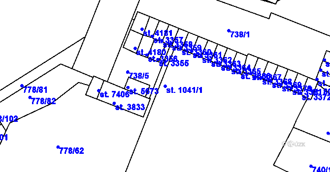 Parcela st. 1041/1 v KÚ Havlíčkův Brod, Katastrální mapa