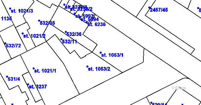 Parcela st. 1053/1 v KÚ Havlíčkův Brod, Katastrální mapa