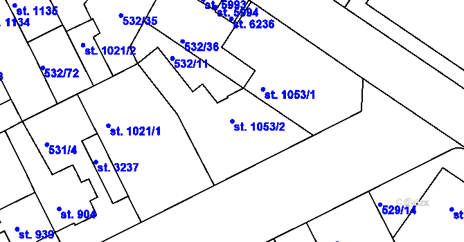 Parcela st. 1053/2 v KÚ Havlíčkův Brod, Katastrální mapa