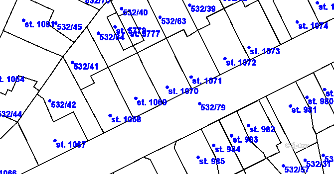 Parcela st. 1070 v KÚ Havlíčkův Brod, Katastrální mapa