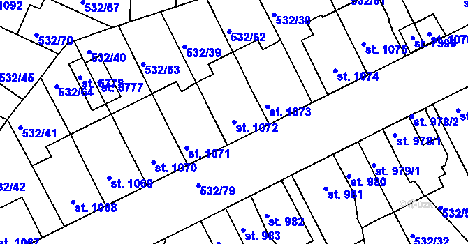 Parcela st. 1072 v KÚ Havlíčkův Brod, Katastrální mapa