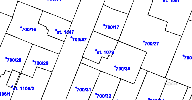 Parcela st. 1079 v KÚ Havlíčkův Brod, Katastrální mapa