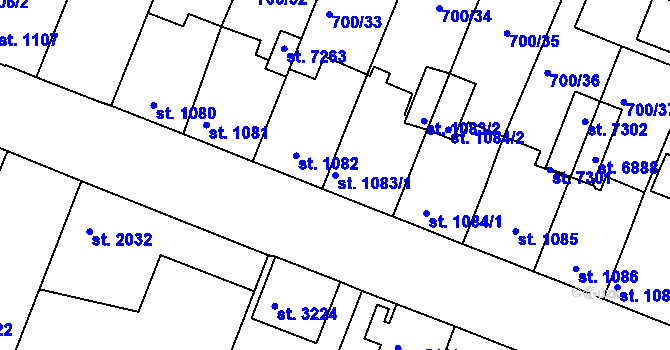 Parcela st. 1083/1 v KÚ Havlíčkův Brod, Katastrální mapa