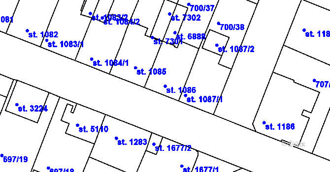 Parcela st. 1086 v KÚ Havlíčkův Brod, Katastrální mapa