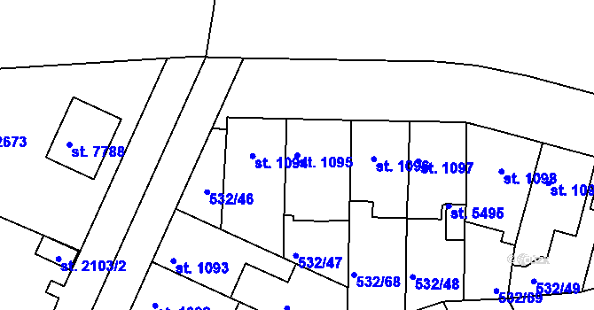 Parcela st. 1095 v KÚ Havlíčkův Brod, Katastrální mapa